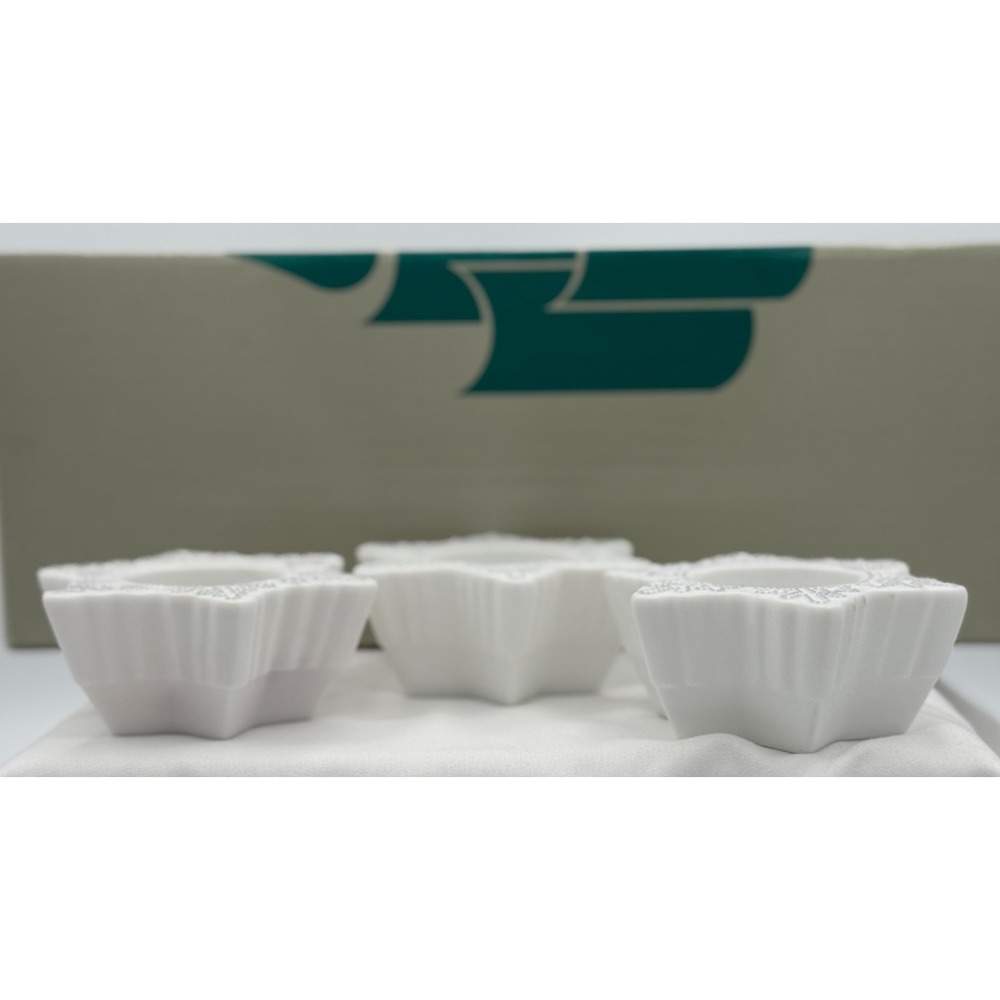 Partylite P7121 Set of 3 Snow Drifters White Tealight Holders - NEW Open Box